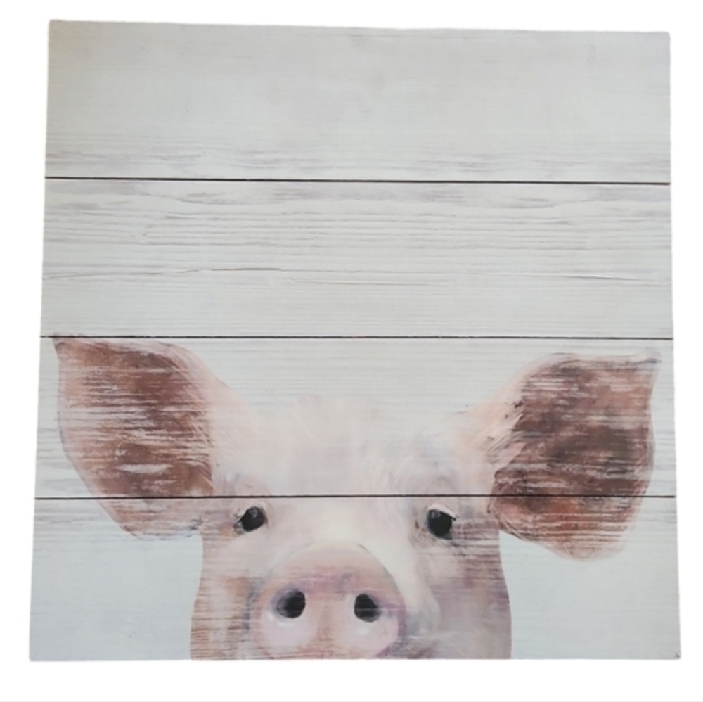 Hobby Lobby Rustic Wooden Farmhouse Pig Wall Art Living Room‎ Decor Picture